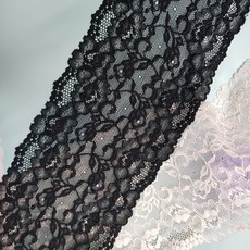 dklace 스판레이스 모음 / 레이스 2030 폭 13cm 자가드 낙하판, 블랙, 5개
