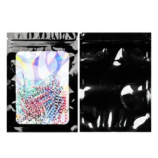 20/50/100pcs 레이저 포장 가방 Resealable 색상 투명 홀로그램 지 플락 가방 쥬얼리 디스플레이 소매 가방, 01 8x13cm, 01 100Pcs