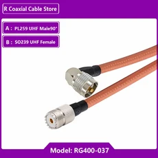 SO239 UHF 암 잭 90 도-PL259 수 플러그 커넥터 RF 동축 RG400 이중 차폐 케이블 피그테일 점퍼 어댑터, 04 8M, 05 UHF F to UHF F
