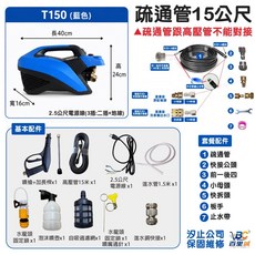 全自動T150高壓洗車機 110V可調壓洗車機 洗冷氣 洗紗窗 洗地機 15米水老鼠【套裝組】, 1個, 15米水老鼠【套裝組】+T150清洗機
