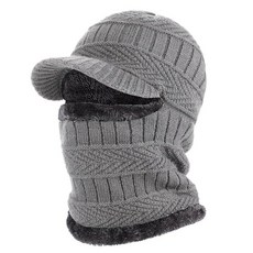 TAGVO 겨울 니트 방한모 비니 모자 따뜻한 사이클링 스키 마스크 여성용 방풍 후드 방한모 고중량 보온 플리스 C-그레이.