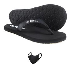 adidas 愛迪達 中性款夾腳鞋+口罩, 255, 黑,白