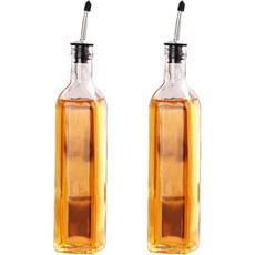 기능성 유리 오일병 세트 473ml 주방 양념병 소스 디스펜서 깔때기 푸어러 식초병 오일 카라페 내열유리 보관용기, 2 piece set