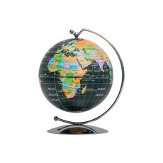 SkyGlobe 3.75吋線弧地球儀-共4款《WUZ屋子》行政圖 衛星圖 黑色灰色球體 居家擺飾 教學, 黑色, 黑色