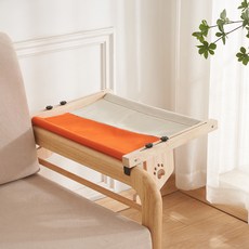 고양이 침대 난간 해먹 거치대 받침대 원목 보조 베드, 1개, 그레이 오렌지 A