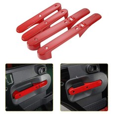 자동차 내부 문 손잡이 장식 프레임 커버 트림 2007-2010 지프 랭글러 JKU 4도어 레드, Red
