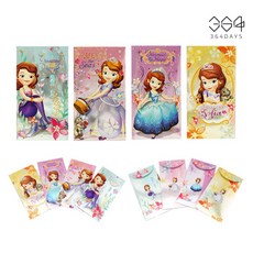 364days 어린이 용돈봉투 귀여운 캐릭터 세뱃돈봉투 공주님 프린세스 편지봉투 조카선물 4종택1, 6개, 소피아공주