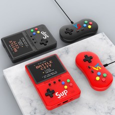 便攜式掌上遊戲機 3.5吋可充電500款遊戲 雙人兒童遊戲機 經典童年回憶 兒童生日禮物 畢業禮物, 陞級版黑色（充電+遊戲二閤一）,雙打（配1手柄）, 1個