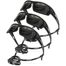 AWGSEE 편광 스포츠 선글라스 남성용 운전 골프 낚시 러닝 선글라스 UV400 보호 3팩 3팩 블랙., 3팩 블랙