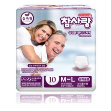 참사랑 남여공용 실속 팬티형 성인 기저귀, 중형, 10매입, 5개