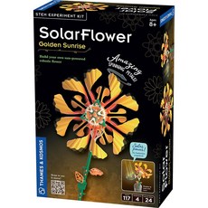 템즈 & 코스모스 솔라플라워 사파이어 스월 STEM 키트 | 회전하는 다채로운 꽃잎 8세 이상 성인을 위한 교육 선물이 포함된 전동 태양열 꽃 만들기, Golden Yellow