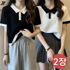 타임퓨어 여성 칼라 셔츠 반팔 단추 1+1 여름 카라티 슬림핏 소프트 탄력 골프티셔츠 빅 사이즈 반팔티셔츠