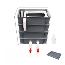 수족관 거북이 상자용 물 필터 박스 드립 플로우 박스 조경 어항용 필터 DIY 회전식 박스 물 정화 필터, 7호 회색 4단 + 수도 밸브 + 덮개