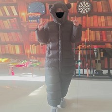 곰돌이전신패딩 침낭패딩 오리털, B. 검은색