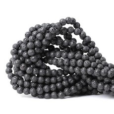 CHEAVIAN 60피스 6mm 천연 블랙 래브라도라이트 원석 라운드 루즈 비즈 크리스탈 에너지 스톤 DIY 주얼리 제작용 1가닥 38.1cm(15인치), 용암 스톤