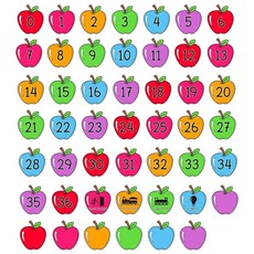 [ 1219438 ] 자르테나 AMC 48개 밝은 사과 숫자 스티커 미니 스팟 마커 데칼 다채로운 라인업 교실 개학 장식