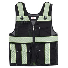 [케이피에스 KP-100 블랙 ] 포켓형 메쉬 작업 안전조끼 블랙, 1개