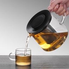 내열유리 티포트 세트 투명한 홈카페 차주전자 찻잔세트 직화 예쁜 차주전자, 1개, 600ml, 눈금이 있는 600ML
