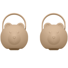 티지엠 국산 유아용 곰돌이 노리개 젖꼭지 보관 케이스, 황갈색 갈색, 2개