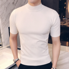 남자 반폴라 니트 티 통기성 슬림핏 반팔 여름