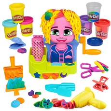 Play-Doh Hair Stylin' 살롱 놀이 세트 캔 6개 만 3세 이상 여아 및 역할 놀이 장난감, 플레이도우 Play-Doh Hair Stylin' 살롱