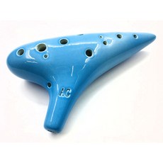 老羊樂器店 12孔 C調 陶瓷陶笛 AC中音陶笛 傳統國樂器 附陶笛袋 綁繩 教材, 1個, 藍色