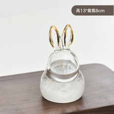 天氣預報瓶可愛兔子風暴瓶創意天氣瓶送朋友玻璃工藝禮品, 1個, 可愛兔天氣瓶+發光底座:可愛兔天氣瓶+發光底座