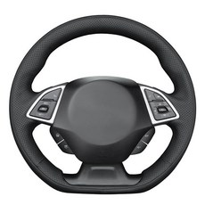 MEWANT 쉐보레 카마로 2017-2022 스티어링 휠 액세서리 쉐보레 카마로 2017-2022용 핸드 바느질 3D 스타일 스티어링 휠 커버 랩, 12:3D 스타일(블랙 PU 가죽 및 블랙 실)