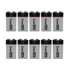 EnerVolt 9V 6F22 일회용 망간 건전지, 1개, 10개입
