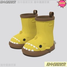 遲到時光兒童雨靴 台灣熱銷卡通鯊魚雨鞋 男女童中筒防水雨鞋 中小童可愛防滑膠鞋