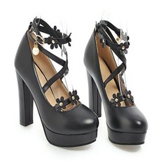 빅사이즈웨딩슈즈 편한웨딩슈즈 촬영용 웨딩구두 펌프스 플라워 웨딩 슈즈 스트랩 크로스 벨트 버클 슈즈 여성용 슈즈 화이트 신부 하이힐 하이 플러스 사이즈 -