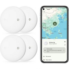 Fitabok 에어 안드로이드 태그 GPS 트래커 2개 세트 - 키 찾기 키파인더 구글 파인드 마이 디바이스 앱 호환 전용 블루투스 스마트 가방 수하물 지갑용 교체 가능한 배터, 4-pack, White-Android