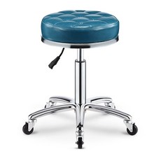 원형 바퀴의자 메이크업 병원 헤어 작업용 미니 등받이없는 이동식 낮은 원목 둥근 작은 보조, 하얀 물살 블랙 철 바퀴