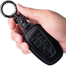 포드 익스플로러 머스탱 퓨전 이스케이프 F150 F250 F350 F450 F550 엣지블랙과 호환되는 키체인이 있는 가죽 키 포브 커버용 투켈렌, Black, 5 Buttons, 1개