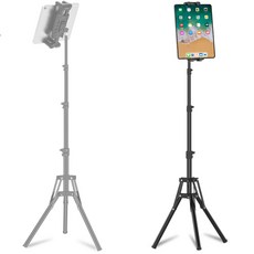3단 조절 접이식 태블릿 삼각대 5.3-13.5인치 iPad Pro 갤럭시탭 S9 호환 360도 회전 휴대폰 거치대, 1개, 블랙, CJB-022-BK