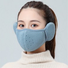 혜명잡화마트 겨울 방한 귀도리 마스크(블루) 겨울방한마스크 귀덮개마스크 극세사마스크 방한용품 방한마스크, 1개