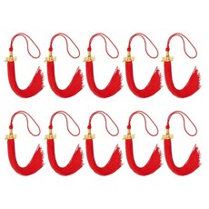 학사 가운 의식용 캡 장식과 호환되는 10Pcs 2026 기념 졸업식 태슬 인조 실크 태슬 참, Red