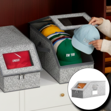 킹얀 모자 수납함 대용량 먼지차단 정리함, 1개, 그레이