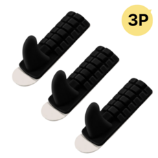 토브몰 실리콘 접착 후크걸이 3P 무타공 다용도 벽걸이, 블랙, 3개