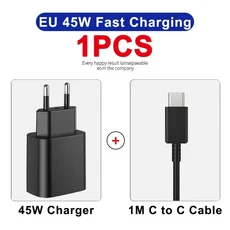 1-3개 PD 45W USB C 충전기 삼성 갤럭시 S25 울트라 A54 초고속 타입 케이블, 03 2IN1 Black 1 PCS