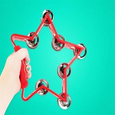 텐버린 무용 노래방 원형 핸드 나무 불빛 연주용 탬버린 악기 별모양, 1개