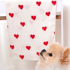 해피앤퍼피 시원한 강아지이불 20가지 디자인 강아지 고양이 여름 인견블랭킷 오가닉블랭킷 낮잠이불 담요, 레드하트(인견)