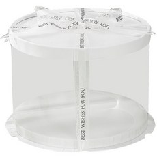 DD 원형 투명케이크상자 플라워포장 디저트케이스 1단 2단 3단 4단 (받침대2개+리본2개포함), 1호 4단 (22 x 22 x 40), 2개