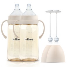 하이비 PPSU 배앓이방지 자기주도 셀프수유 젖병 트윈팩, 샌드, L(6개월이상), 270ml, 1세트