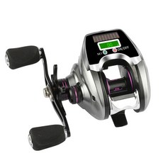太陽能USB充電數顯水滴輪 海釣路亞漁輪 背光Baitcasting Reel, 1個, 數顯銀紫左手