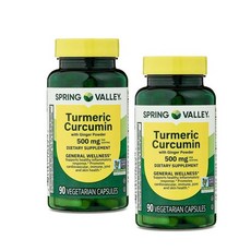 스프링밸리 터메릭 커큐민 500mg 캡슐 Spring Valley Turmeric Curcumin Vegan, 2개, 90정