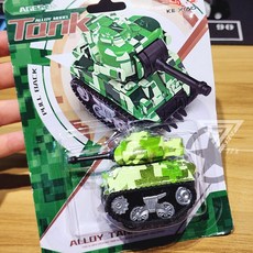 【台灣出貨】Q版合金坦克模型 迴力戰車 軍事坦克車 裝甲車 合金迷你坦克車, 迷彩色-綠色, 1個