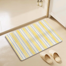 에이리브 스트라이프 빨아쓰는 규조토 발매트 욕실 미끄럼방지 매트, D 화이트+옐로우, 1개