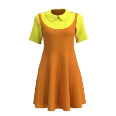 오징어 게임 캐릭터 제품 넘버 마스크 코스프레 코스튬 점프수트 세트 의상 할리퀸 영희, 6.노란색 치마 S