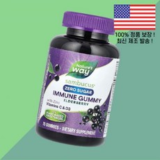 네이처스 웨이 삼부커스 아연 징크 비타민C 비타민씨 비타민시 비타민D3 비타민디3 콜레칼시페롤 엘더베리 젤리 구미 70정 Nature's Way Sambucus Immune G, 1개